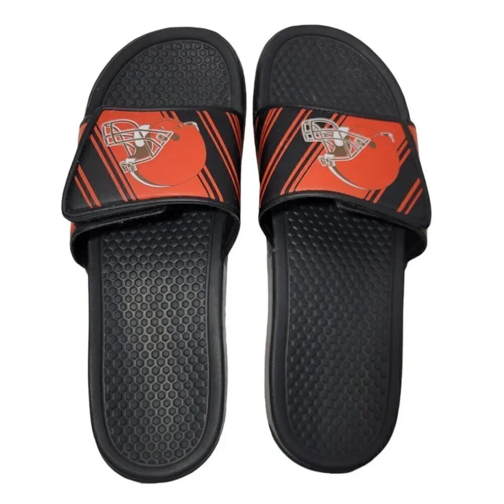 Cleveland Brown Slides NFL Football Men Size 9-10 Shower Pool Beach Shoes Sandal